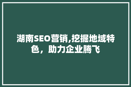 湖南SEO营销,挖掘地域特色，助力企业腾飞