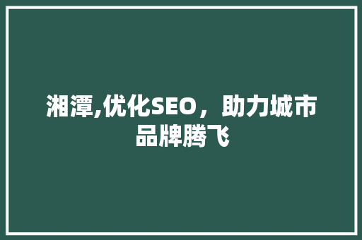 湘潭,优化SEO，助力城市品牌腾飞