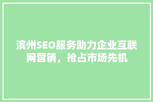 滨州SEO服务助力企业互联网营销，抢占市场先机