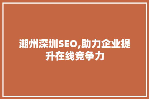 潮州深圳SEO,助力企业提升在线竞争力