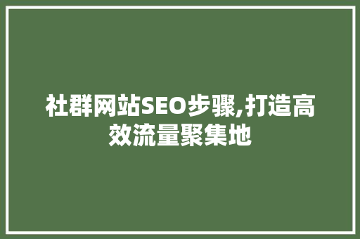 社群网站SEO步骤,打造高效流量聚集地