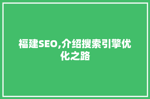 福建SEO,介绍搜索引擎优化之路