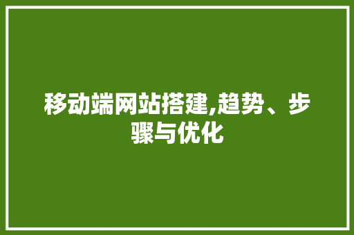 移动端网站搭建,趋势、步骤与优化