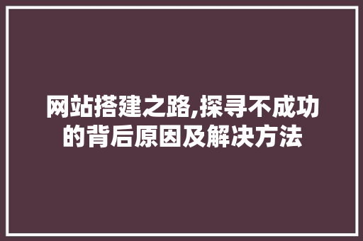 网站搭建之路,探寻不成功的背后原因及解决方法