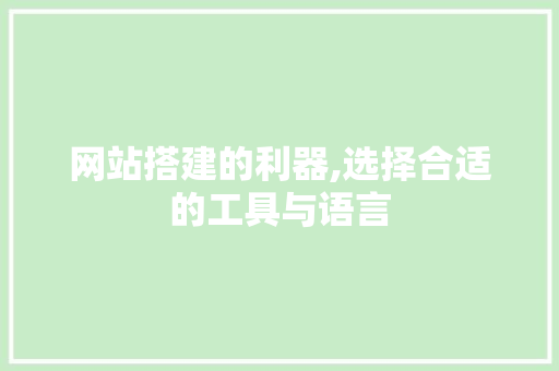网站搭建的利器,选择合适的工具与语言