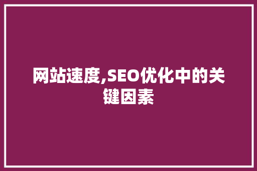 网站速度,SEO优化中的关键因素