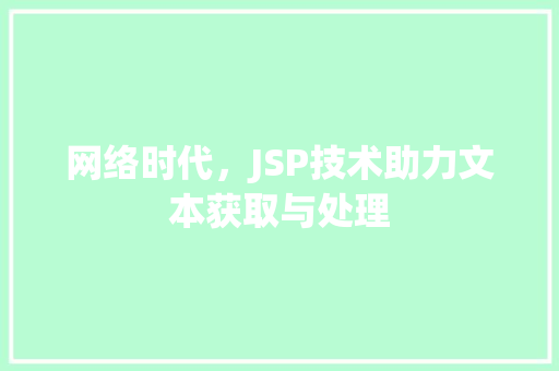 网络时代，JSP技术助力文本获取与处理