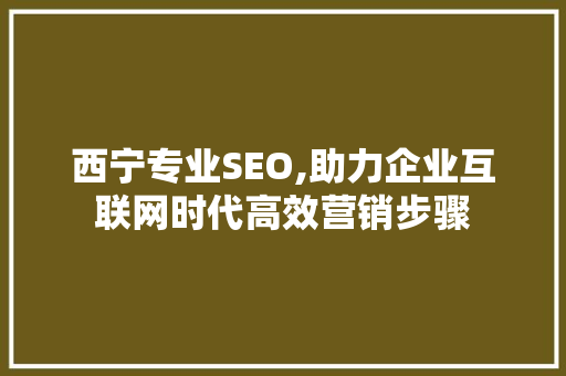 西宁专业SEO,助力企业互联网时代高效营销步骤