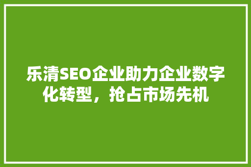 乐清SEO企业助力企业数字化转型，抢占市场先机