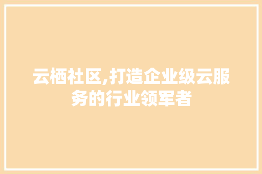 云栖社区,打造企业级云服务的行业领军者