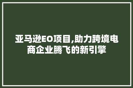 亚马逊EO项目,助力跨境电商企业腾飞的新引擎