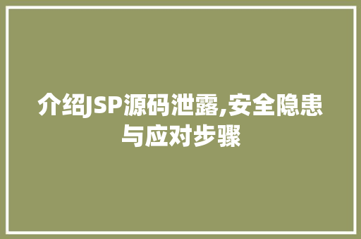 介绍JSP源码泄露,安全隐患与应对步骤