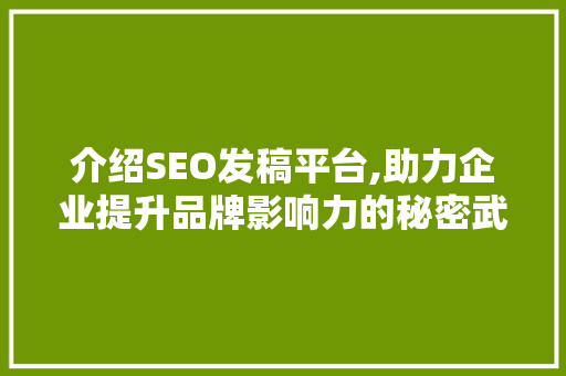 介绍SEO发稿平台,助力企业提升品牌影响力的秘密武器