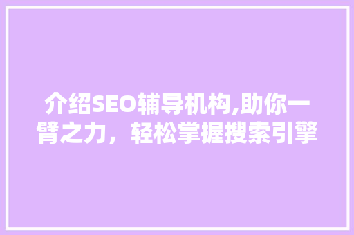 介绍SEO辅导机构,助你一臂之力，轻松掌握搜索引擎优化方法