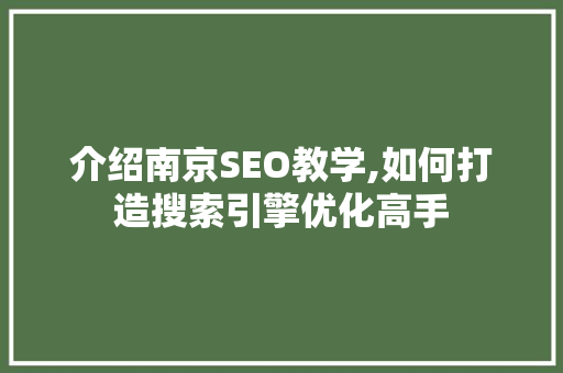 介绍南京SEO教学,如何打造搜索引擎优化高手