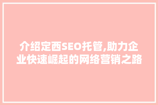 介绍定西SEO托管,助力企业快速崛起的网络营销之路