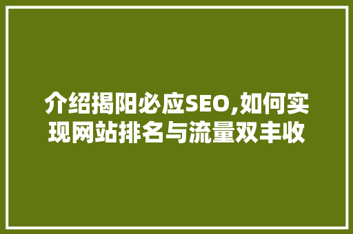 介绍揭阳必应SEO,如何实现网站排名与流量双丰收