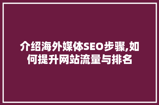 介绍海外媒体SEO步骤,如何提升网站流量与排名