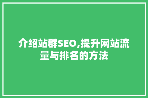 介绍站群SEO,提升网站流量与排名的方法