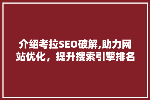 介绍考拉SEO破解,助力网站优化，提升搜索引擎排名