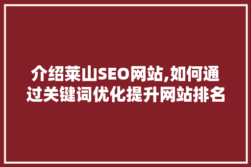 介绍莱山SEO网站,如何通过关键词优化提升网站排名