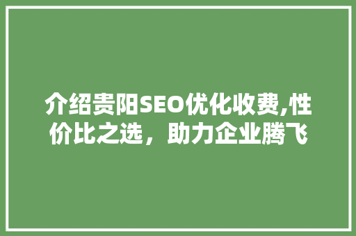 介绍贵阳SEO优化收费,性价比之选，助力企业腾飞