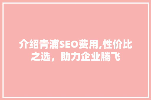 介绍青浦SEO费用,性价比之选，助力企业腾飞