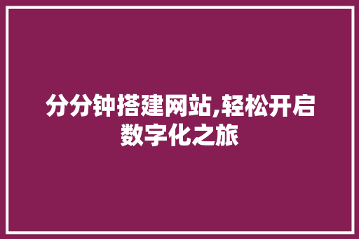 分分钟搭建网站,轻松开启数字化之旅