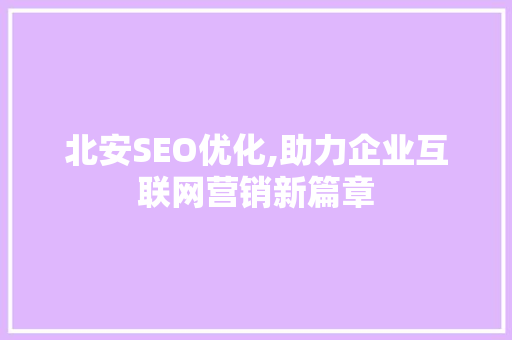 北安SEO优化,助力企业互联网营销新篇章