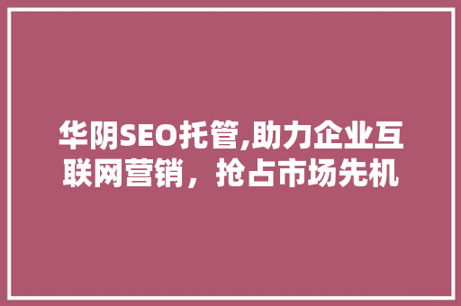 华阴SEO托管,助力企业互联网营销，抢占市场先机