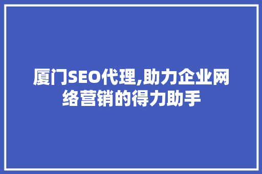 厦门SEO代理,助力企业网络营销的得力助手