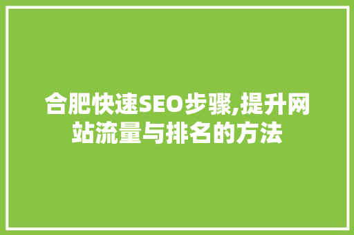 合肥快速SEO步骤,提升网站流量与排名的方法