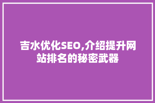 吉水优化SEO,介绍提升网站排名的秘密武器