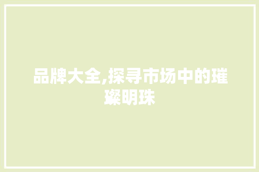 品牌大全,探寻市场中的璀璨明珠