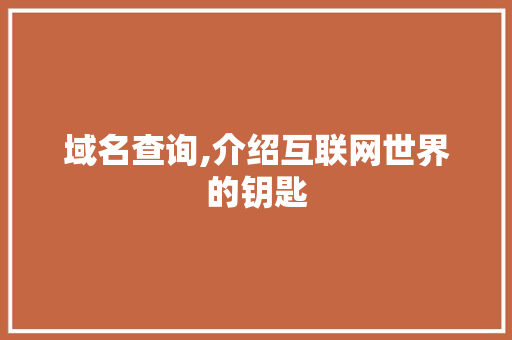 域名查询,介绍互联网世界的钥匙