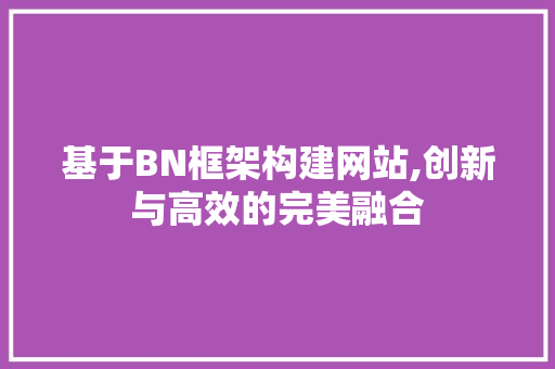 基于BN框架构建网站,创新与高效的完美融合
