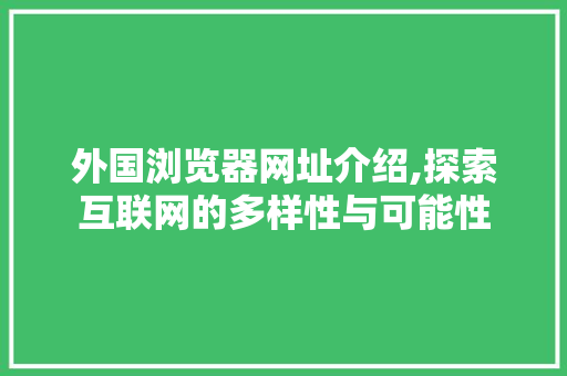 外国浏览器网址介绍,探索互联网的多样性与可能性