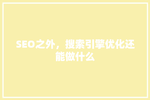 SEO之外，搜索引擎优化还能做什么