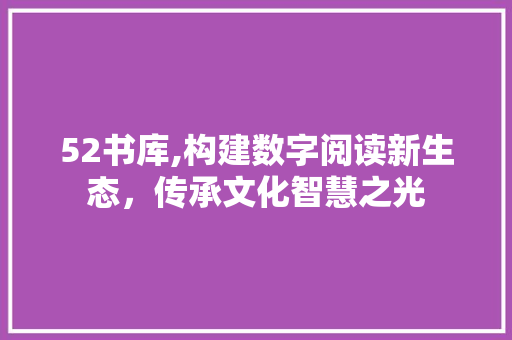 52书库,构建数字阅读新生态，传承文化智慧之光