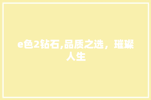e色2钻石,品质之选，璀璨人生