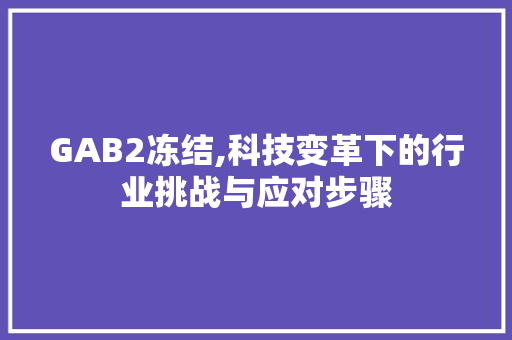 GAB2冻结,科技变革下的行业挑战与应对步骤