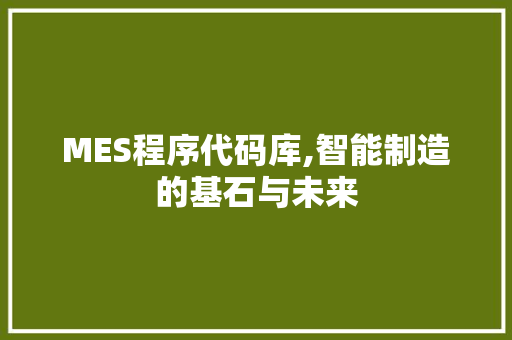 MES程序代码库,智能制造的基石与未来