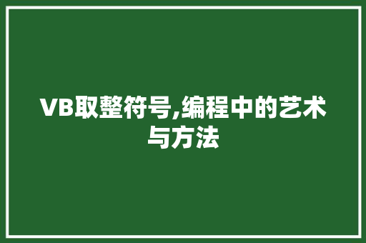 VB取整符号,编程中的艺术与方法