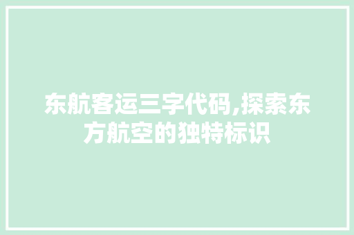 东航客运三字代码,探索东方航空的独特标识
