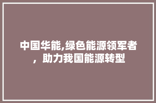 中国华能,绿色能源领军者，助力我国能源转型