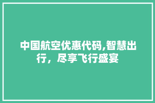 中国航空优惠代码,智慧出行，尽享飞行盛宴