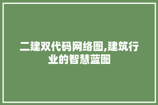二建双代码网络图,建筑行业的智慧蓝图