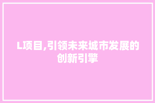 L项目,引领未来城市发展的创新引擎