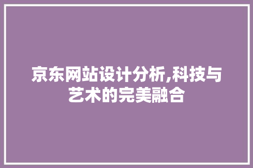 京东网站设计分析,科技与艺术的完美融合