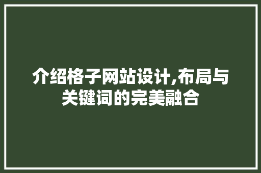 介绍格子网站设计,布局与关键词的完美融合